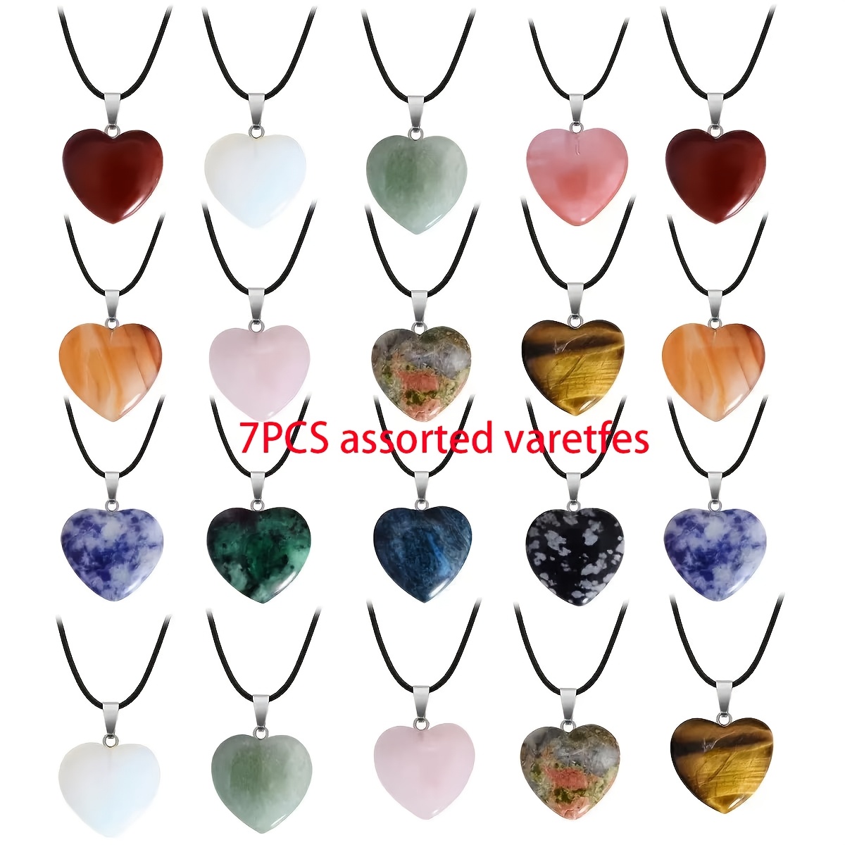 Natural Stone Heart-Shaped Pendant Set for DIY